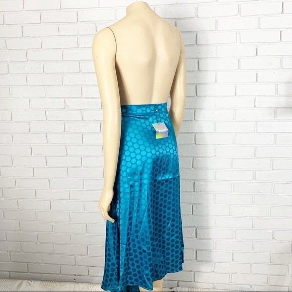 Missguided asymmetric midi skirt in teal polka dot - Picture 5 of 8